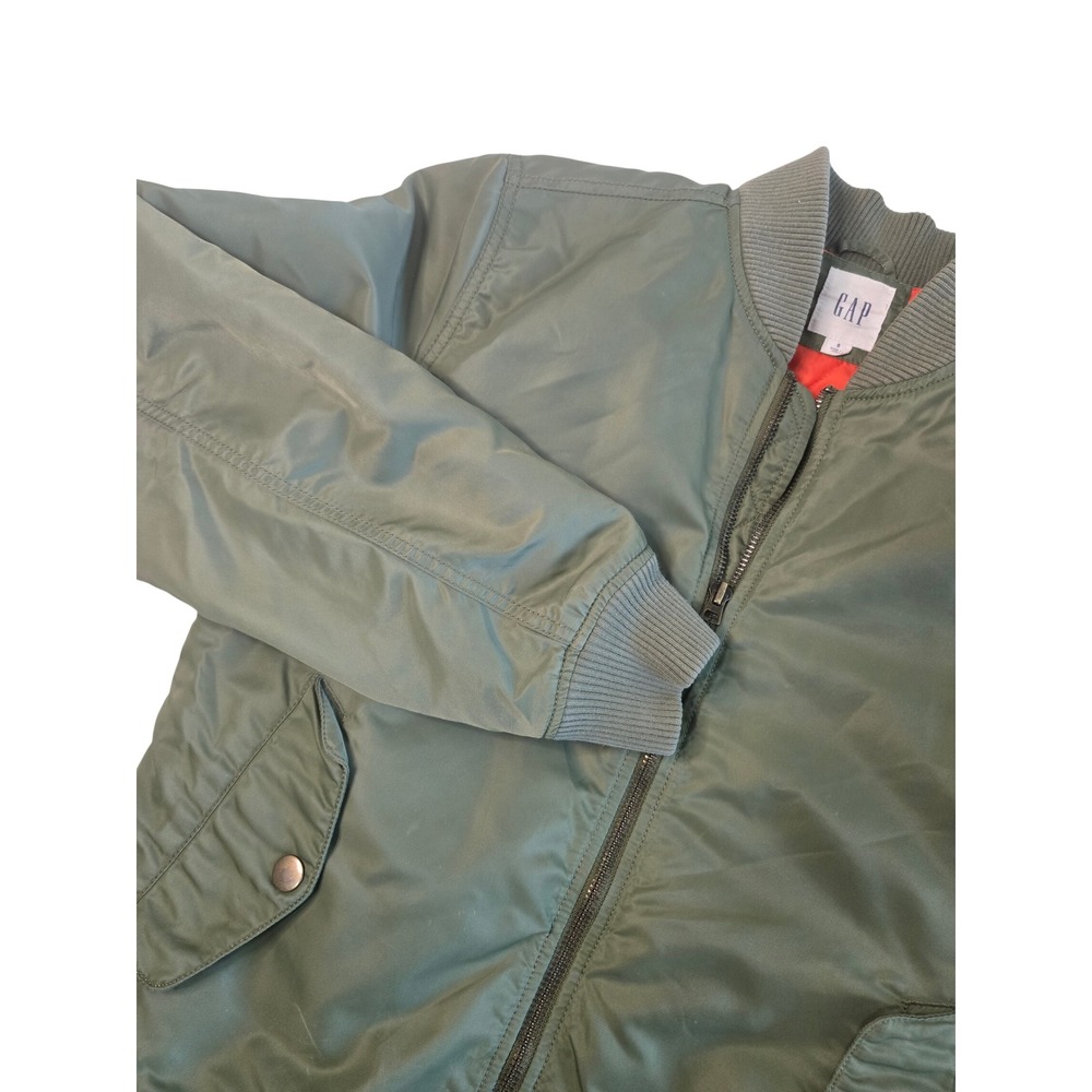 GAP MA-1 Bomber Jacket Men Small Olive Green Orange Lining Utility Pocket